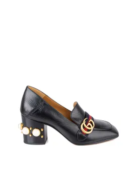 Gucci Peyton Pearl Embellished Leather Gg Loafers | The DeLaMode