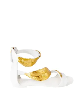 Guiseppe Zanotti Women Gold Leafy Sandal | The DeLaMode