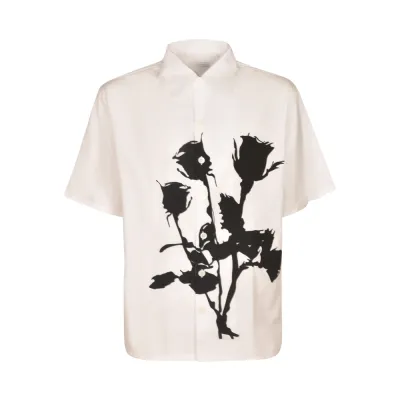 Prada Rose-Appliqué Short-Sleeved Shirt | The DeLaMode