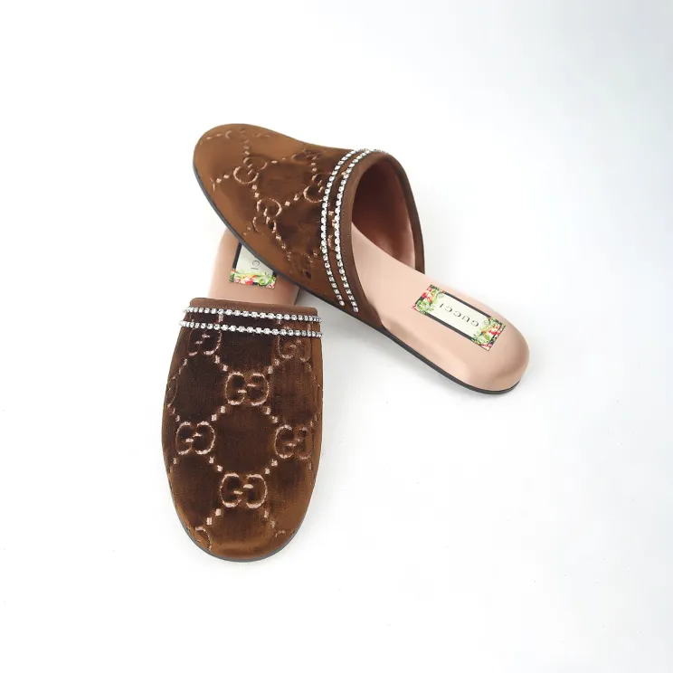 Velvet gucci slippers on sale