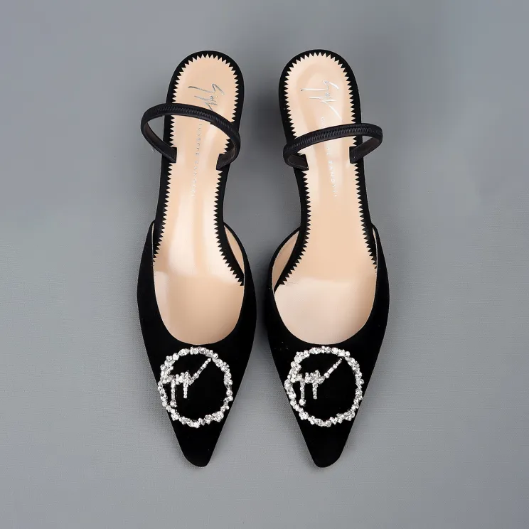Guiseppe Zanotti Jolie 50 Crystal Suede Pumps | The DeLaMode