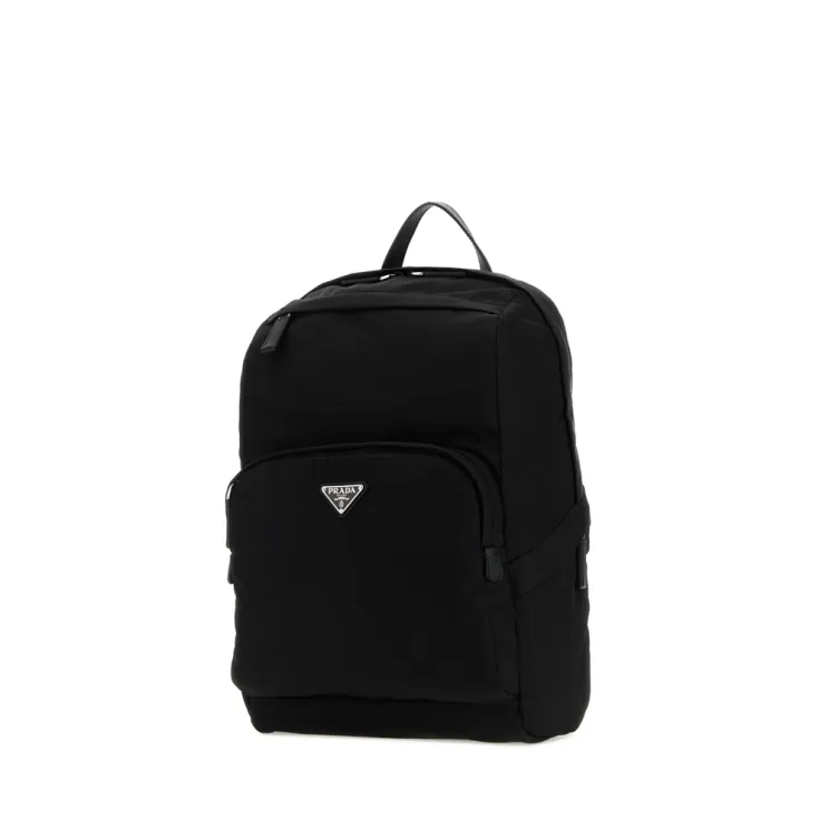 Prada Sleek Logo-Plaque Zipped Backpack | The DeLaMode