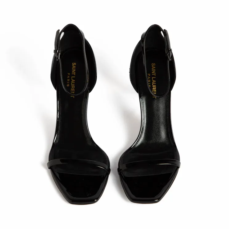 Saint Laurent Saint Laurent Opyum Ysl Logo Heel Sandal With Golden Hardware | The DeLaMode